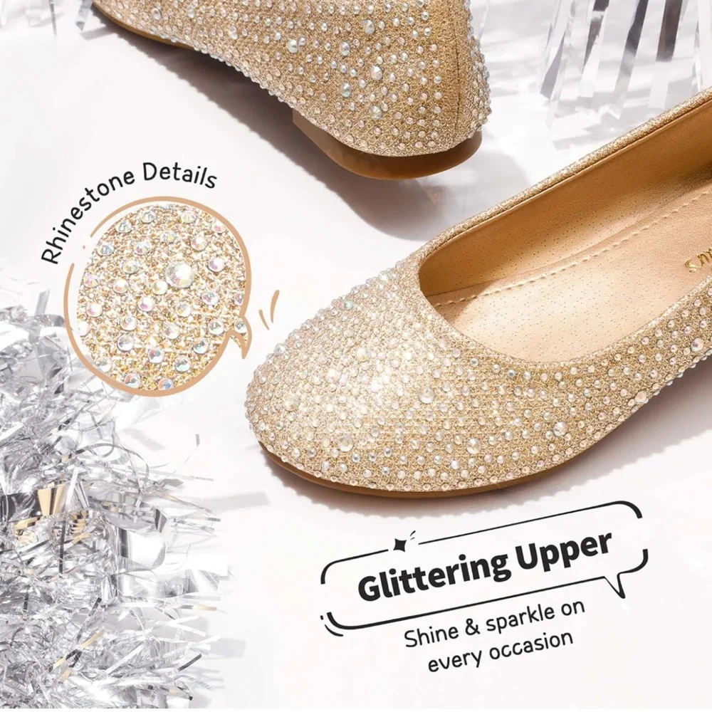 Dream Pairs Girls Glitter Slip On Ballerina Flats, Size 1